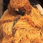 African ceremonial dress looks like a scary and angry lion